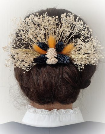 Barrette à cheveux orange et bleue